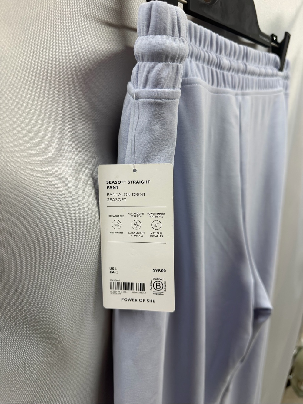 Athleta Seasoft Straight Pants Blue Soft Cozy Midrise Drawstring Large - Picture 6 of 9